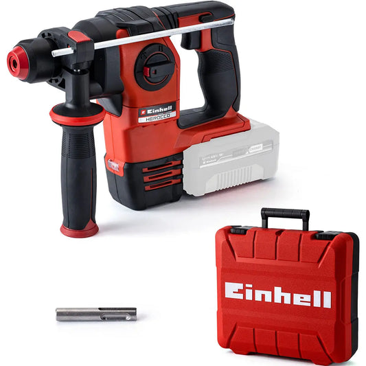 Der Einhell Professional Akku-Bohrhammer HEROCCO 18/20 ist ein Akku-Bohrhammer mit bürstenlosem Motor, ergonomischem Griff, Koffer und SDS-Plus-Bohrer.