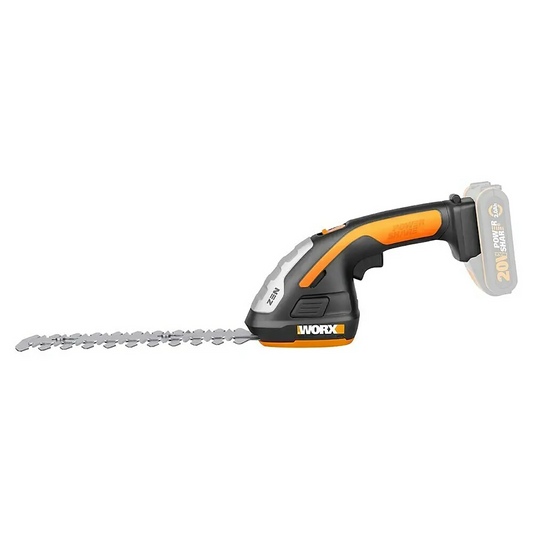 Die WORX WG801E.9 Akku-Gras- & Strauchschere in Schwarz ist ein vielseitiges kabelloses elektrisches 3-in-1-Gartengerät, das von einem 20-Volt-Worx-PowerShare-Akku angetrieben wird - ideal für alle Ihre Gartenarbeiten.
