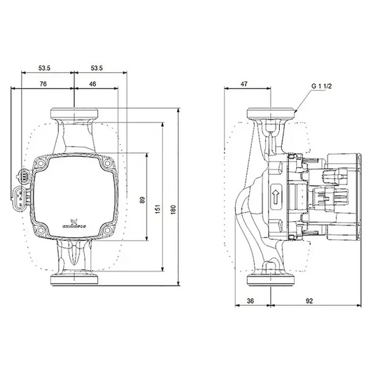 Grundfos ALPHA2 GO 25-60 180 Umwälzpumpe - schwarz