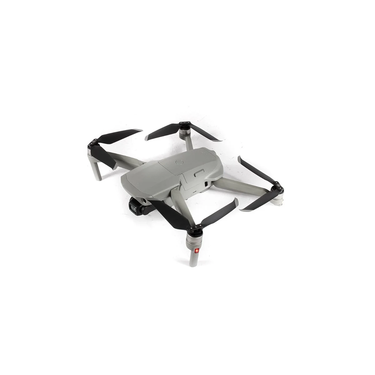 Der DJI Mavic Air 2 Drohne - grau von DJI ist ein kompakter Quadcopter mit vier schwarzen Propellern, ideal für die Aufnahme von atemberaubenden 4K-Videos, dargestellt auf weißem Hintergrund.