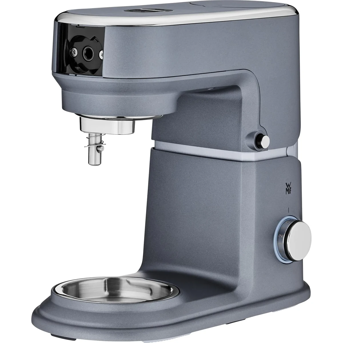 Die WMF KÜCHENminis Küchenmaschine One for All - Grau besticht durch ihr modernes, graumetallicfarbenes Finish mit glänzender Rührschüssel und Bedienknopf sowie durch ihr schlichtes und kompaktes Design, das perfekt in jede Küche passt.