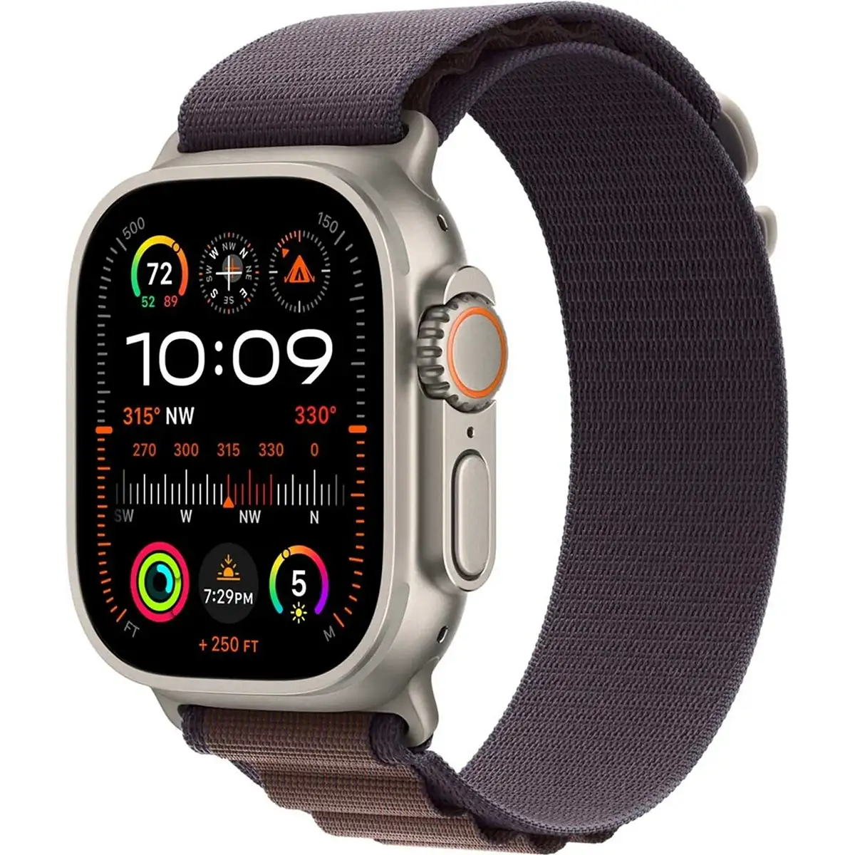 Apple Alpine Loop 49 mm Armband in Indigo Größe M mit Titan-G-Haken, robustes Nylon-Sportband für Apple Watch Ultra