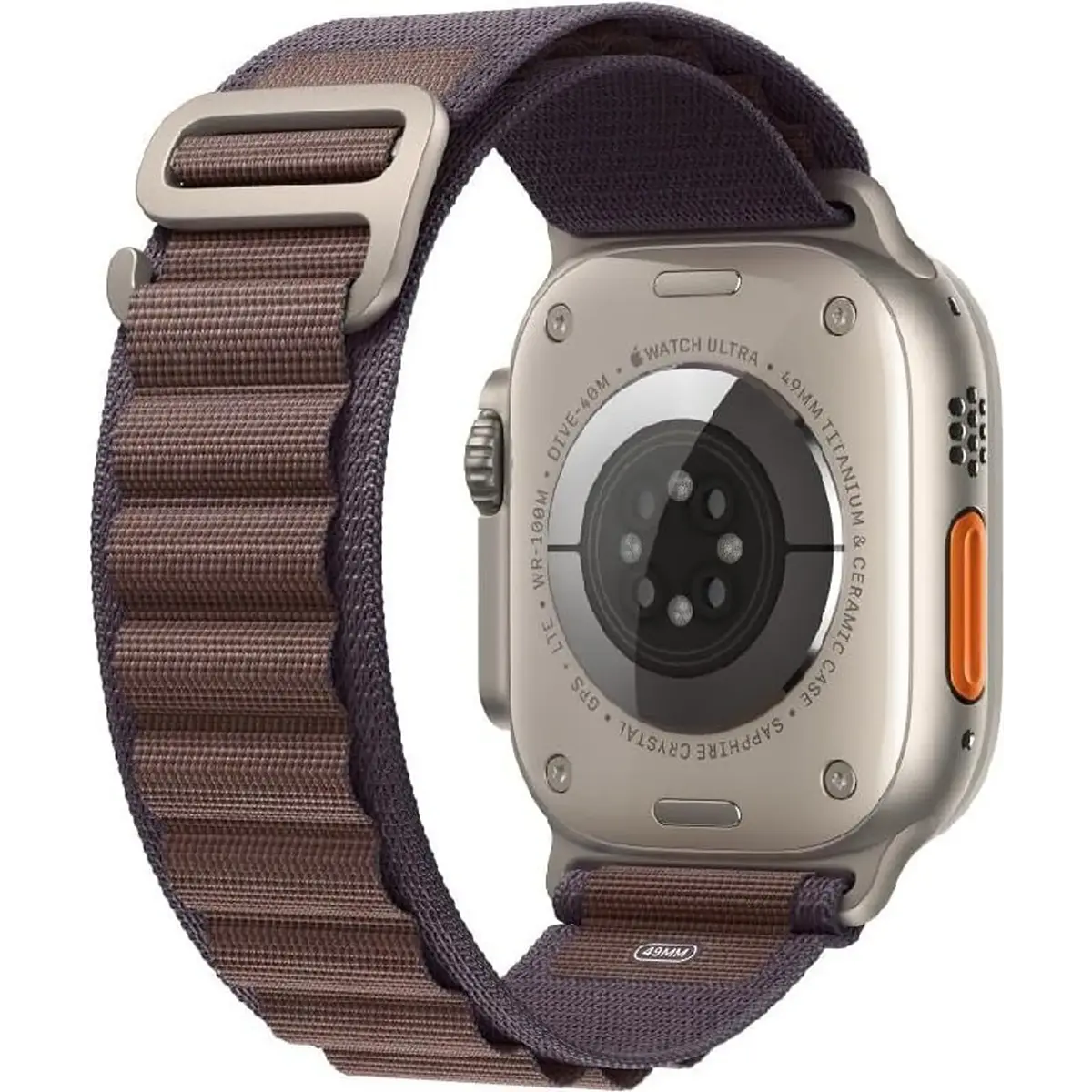 Apple Alpine Loop 49 mm Armband in Indigo Größe M mit Titan-G-Haken, robustes Nylon-Sportband für Apple Watch Ultra