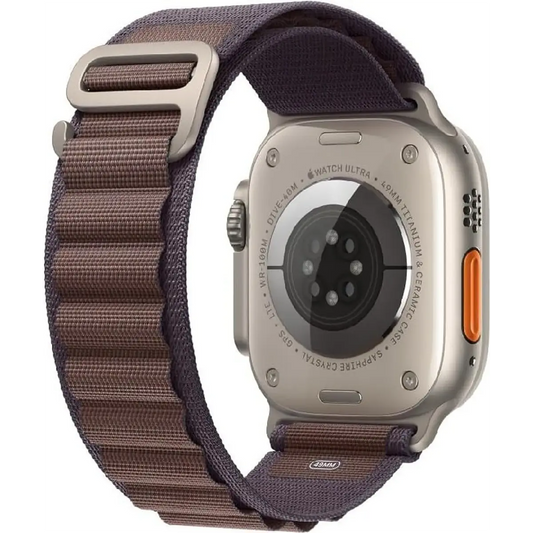 Apple Alpine Loop 49 mm Armband in Indigo Größe M mit Titan-G-Haken, robustes Nylon-Sportband für Apple Watch Ultra