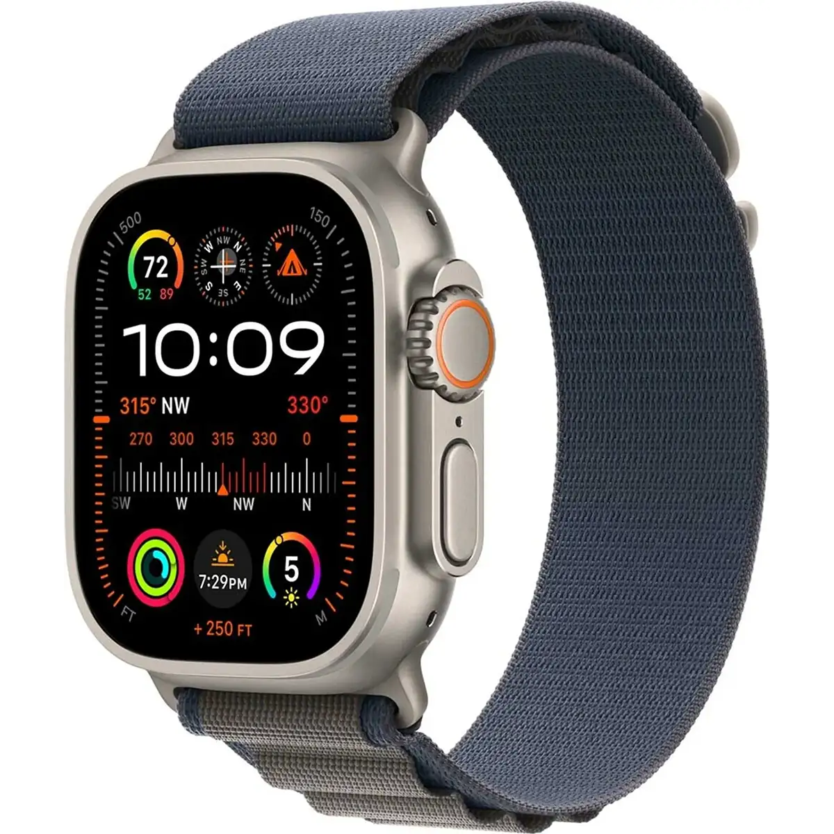 Apple Alpine Loop 49 mm Armband in Blau Größe M mit Titan-G-Haken, robustes Smartwatch-Band für Apple Watch Ultra
