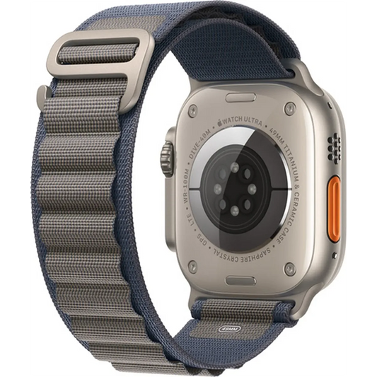 Apple Alpine Loop 49 mm Armband in Blau Größe M mit Titan-G-Haken, robustes Smartwatch-Band für Apple Watch Ultra