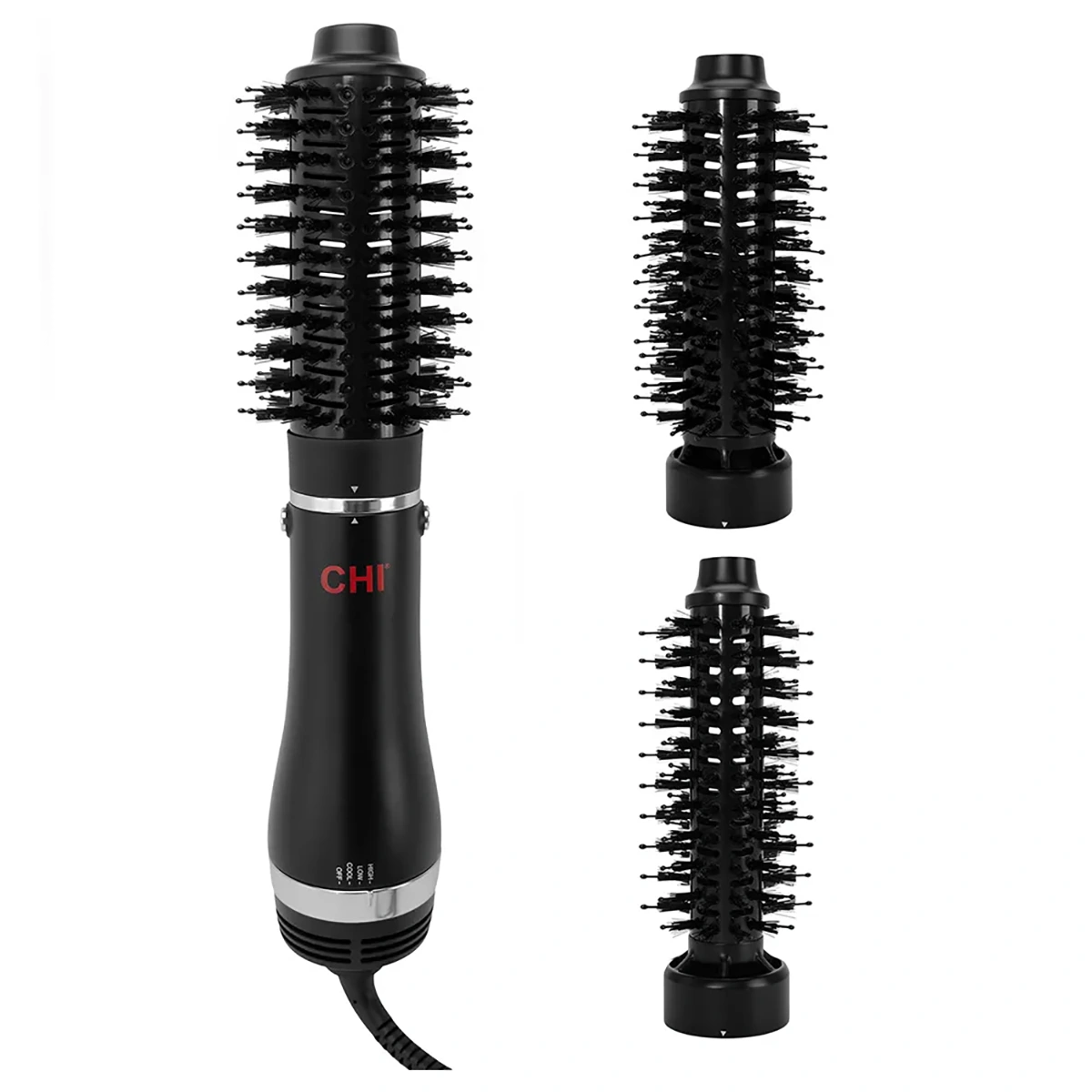 Die CHI Volumizer 3-in-1 Blowout Brush von CHI sorgt mit Ionentechnologie und zwei Rundbürsten für Volumen, Glanz und vielseitiges Styling - ein glänzendes, salonreifes Finish dank individueller Aufsätze.