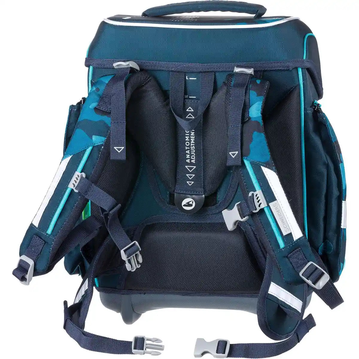 Das Schneiders Ergolite Berry Paw 9-teilige Schulranzen-Set verfügt über verstellbare, gepolsterte Gurte, reflektierende Aufnäher und eine ergonomisch gepolsterte Rückenlehne. Die aus recycelten PET-Flaschen hergestellte Tasche steht aufrecht und sorgt für eine stabile Rückansicht.