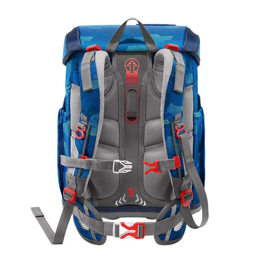 Das Step by Step Cloud Ranzen-Set "Fire Engine Brandon" 5-teilig verfügt über gepolsterte Gurte, rote Schnallen, seitliche Netztaschen und ein ergonomisches Rückendesign für mehr Komfort. Marke: Step by Step.