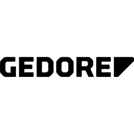 Schwarzes GEDORE Logo in fetten Großbuchstaben, gefolgt von einem schwarzen, nach rechts zeigenden Dreieck.