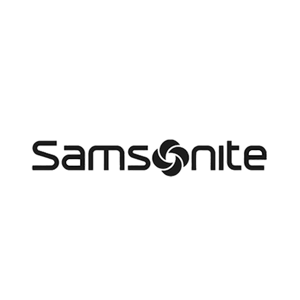 Samsonite-Logo mit einem stilisierten Wirbel, der das o im Markennamen ersetzt.