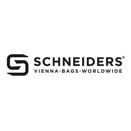 Schneiders-Logo mit stilisiertem S und dem Schriftzug Vienna Bags Worldwide in schwarzer Schrift auf weißem Hintergrund.