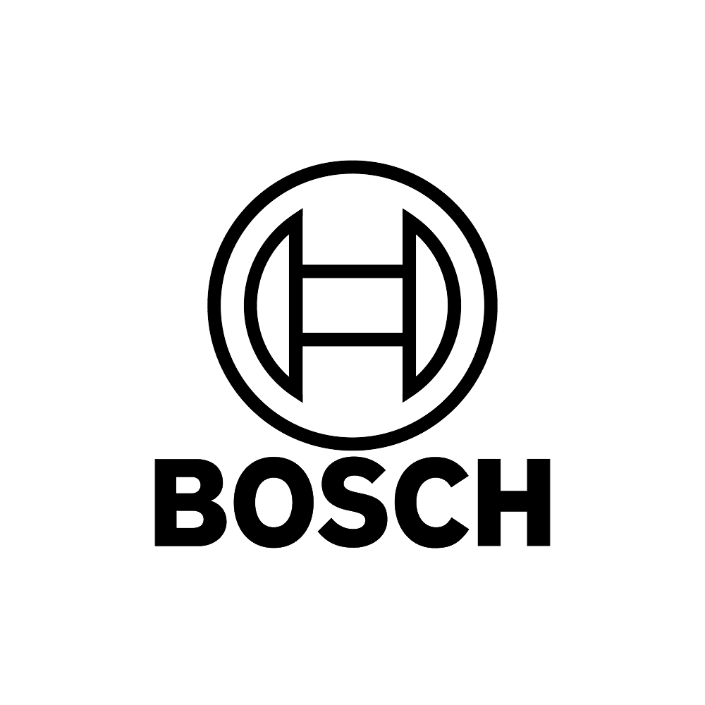 Bosch-Logo mit einem stilisierten H in einem Kreis über dem fetten Wort BOSCH auf weißem Hintergrund.