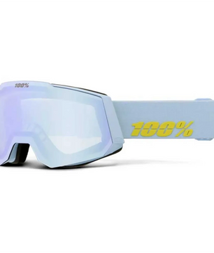 Die 100% Snowcraft Hiper Skibrille in Blau verfügt über die reflektierende HiPER Lens Technology und ein auffälliges gelbes 100%-Logo auf dem Band.