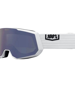 Die 100% Snowcraft XL Skibrille in weiß verfügt über eine reflektierende Scheibe, UltraHD® Optical Clarity und ein weißes elastisches Kopfband mit dem 100%-Logo.