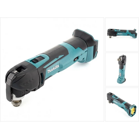 Makita DTM51Z Akku-Multifunktionswerkzeug – blau von Makita, aus verschiedenen Blickwinkeln auf weißem Hintergrund abgebildet.