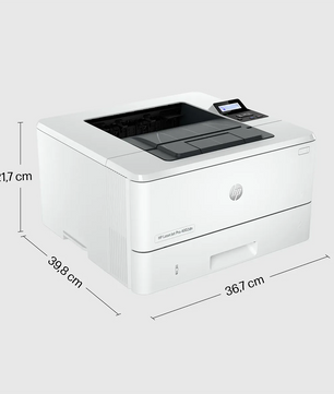 Der HP LaserJet Pro 4002dn Laserdrucker in Weiß von HP verfügt über ein Display und eine praktische Duplexdruckfunktion für effizientes beidseitiges Drucken. Das Gerät ist 21,7 cm hoch, 39,8 cm tief und 36,7 cm breit.