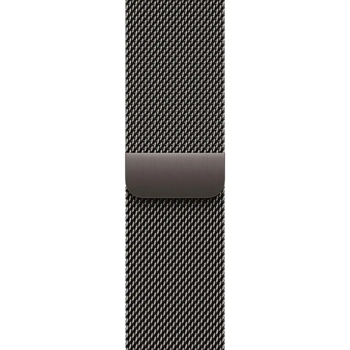 Nahaufnahme des Apple Milanese Loop Band 42 mm M/L Uhrenarmband in schwarz von Apple, mit Magnetverschluss - ideal als stylisches Apple Watch Zubehör.