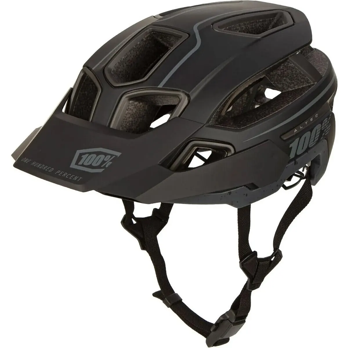 Der 100% Altec Fidlock Radhelm in Größe S-M - schwarz ist ein MTB-Helm mit Visier, Belüftung und Kinnriemen. Er trägt das 100% Logo an der Seite und ist mit einem Fidlock Magnetverschluss für einfaches, sicheres Schließen ausgestattet.