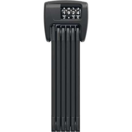 Das ABUS Faltschloss Bordo 6000C/90 in Schwarz verfügt über ein obenliegendes Zahlencode-Display und bietet sicheren und komfortablen Fahrradschutz.