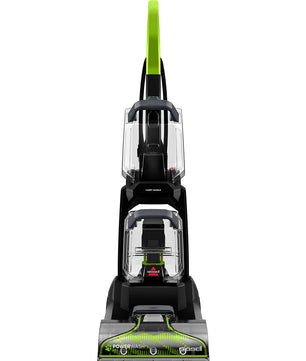 Frontansicht des BISSELL Waschsauger PowerWash Pet Schwarz/Limette-perfekt für Haustierhaushalte, bietet dieser effektive Polsterreiniger grünenem Griff und transparenten Wassertanks.