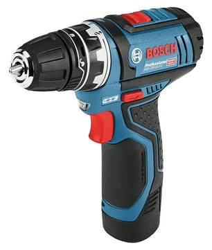 Der Bosch Professional GSR 12V-15 Akku-Bohrschrauber - blau von Bosch bietet eine kompakte Akku-Bohrmaschinenlösung mit professionellem Design und effizienter Leistung.