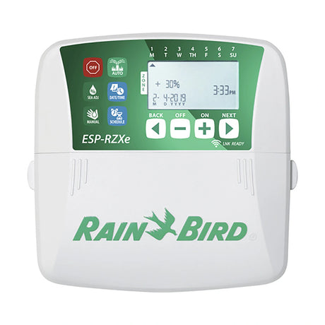 RainBird TRU6L 6 Zonen Bewässerungssteuergerät in Grau mit digitalem Display und Bedientasten - ideal für die automatische Gartenbewässerung.