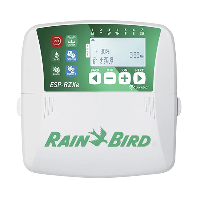 RainBird TRU6L 6 Zonen Bewässerungssteuergerät in Grau mit digitalem Display und Bedientasten - ideal für die automatische Gartenbewässerung.
