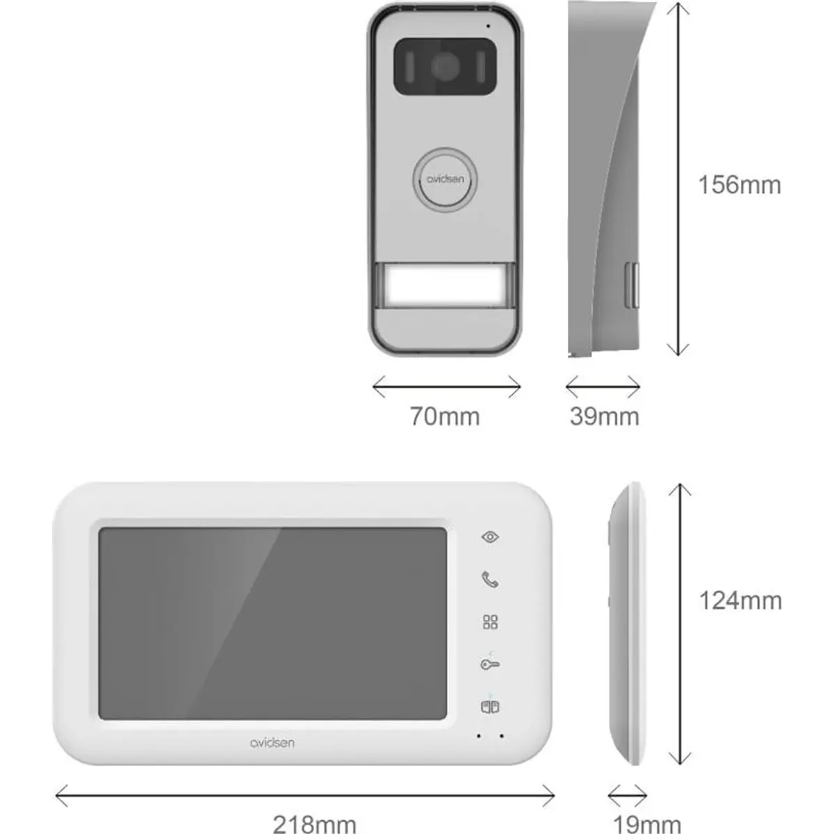 Die Avidsen Elia Smart 2 Video-Türsprechanlage in Silber von Avidsen lässt sich per App steuern und umfasst eine Kameraeinheit (156 × 70 × 39 mm) sowie eine Bildschirmeinheit (124 × 218 × 19 mm). Die einfache 2-Draht-Installation ermöglicht eine besonders unkomplizierte Montage des Systems.