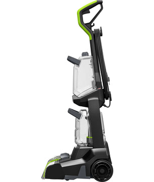 Der BISSELL Waschsauger PowerWash Pet in Schwarz/Limette, abgebildet seitlich mit klarem Wassertank, ist ideal für Haustierhaushalte und hochwirksam als Polsterreiniger.