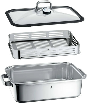 Der WMF Dampfgartopf Vitalis ist ein dreiteiliges Bratenset aus Edelstahl mit Deckel und gelochtem Einsatz - ideal für Dampfgaren. Inspiriert von der WMF Qualität, hilft er dabei, jedes Mal gesunde, schmackhafte Mahlzeiten zu kreieren.