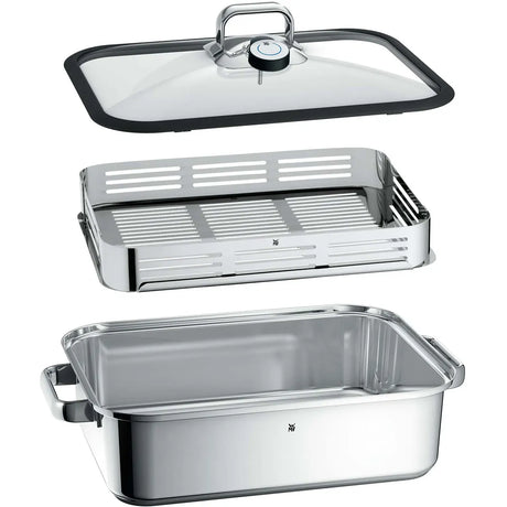 Der WMF Dampfgartopf Vitalis ist ein dreiteiliges Bratenset aus Edelstahl mit Deckel und gelochtem Einsatz - ideal für Dampfgaren. Inspiriert von der WMF Qualität, hilft er dabei, jedes Mal gesunde, schmackhafte Mahlzeiten zu kreieren.