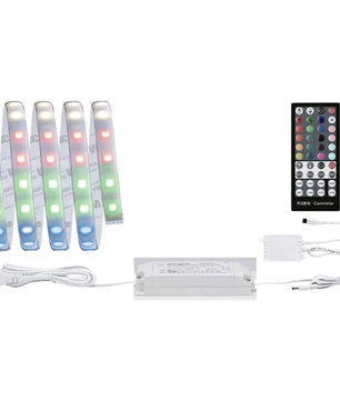 Paulmann MaxLED RGBW Basisset 1,5m LED-Streifen - inkl. Netzteil, Steuerbox und Fernbedienung für vielseitige Farbauswahl und Beleuchtungsmodi - ideal als stilvolle indirekte Raumbeleuchtung.