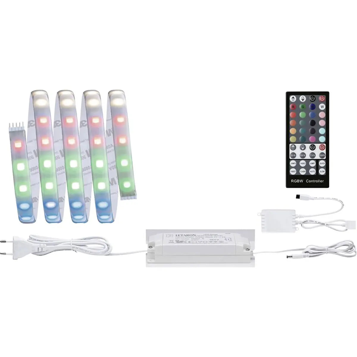 Paulmann MaxLED RGBW Basisset 1,5m LED-Streifen - inkl. Netzteil, Steuerbox und Fernbedienung für vielseitige Farbauswahl und Beleuchtungsmodi - ideal als stilvolle indirekte Raumbeleuchtung.