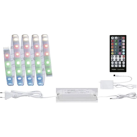 Paulmann MaxLED RGBW Basisset 1,5m LED-Streifen - inkl. Netzteil, Steuerbox und Fernbedienung für vielseitige Farbauswahl und Beleuchtungsmodi - ideal als stilvolle indirekte Raumbeleuchtung.