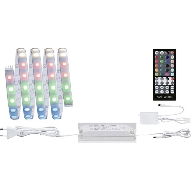 Paulmann MaxLED RGBW Basisset 1,5m LED-Streifen - inkl. Netzteil, Steuerbox und Fernbedienung für vielseitige Farbauswahl und Beleuchtungsmodi - ideal als stilvolle indirekte Raumbeleuchtung.