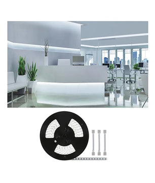 Paulmann MaxLED 500: 20 m dimmbare LED-Streifen (75 W, 11000 lm, kaltweiß) und passende Verbinder für modern beleuchtete weiße Büros mit Pflanzen.