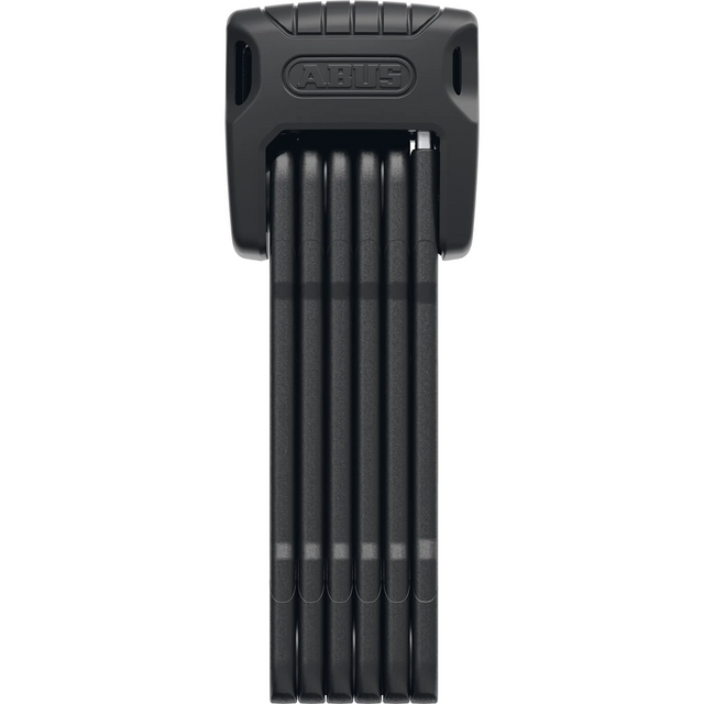Das ABUS Faltschloss Bordo Granit 6500K ist ein schwarzes Hochsicherheits-Faltschloss im kompakten vertikalen Design mit ABUS-Logo auf der Oberseite - perfekt für E-Bikes und Fahrräder.