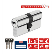 ABUS XP20S Türzylinder Schloss - silber von ABUS enthält drei Schlüssel, eine Sicherheitskarte und bietet Not- und Gefahrenfunktion für zusätzliche Sicherheit. Die Icons sind unten abgebildet.