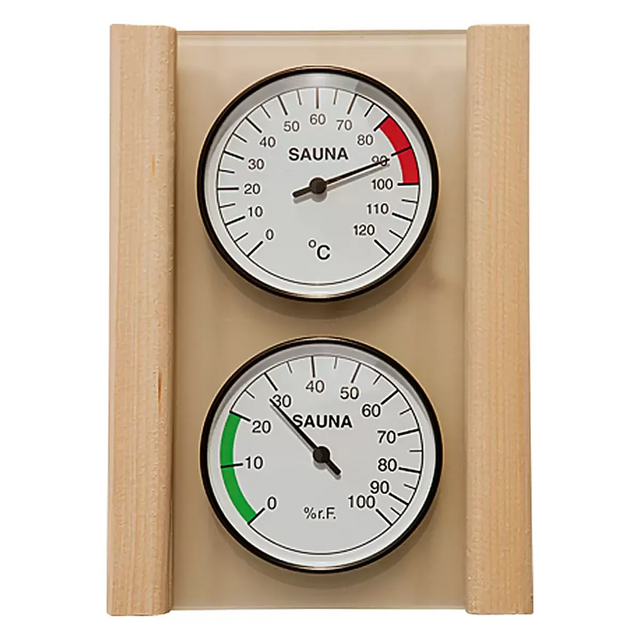 Das Weka Hygro-/Thermometer-Set - braun von Weka bietet übersichtliche Temperatur- und Luftfeuchtigkeitsskalen - ein Must-Have Saunazubehör für optimales Saunaklima.