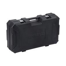 Stabiler schwarzer Hartplastikkoffer mit Griff und Metallverschlüssen, geprägt mit dem Meister-Logo - ideal für die sichere Aufbewahrung und den Transport Ihres Meister Abbruchhammers MAH 1600-1 1600 Watt zu jeder Baustelle.