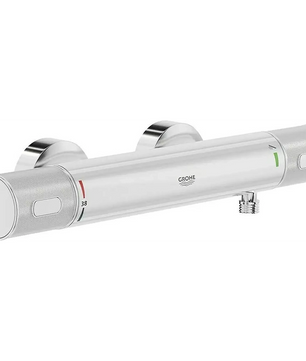 Die GROHE Precision Feel Duscharmatur - Chrom bietet eine präzise Temperatureinstellung mit deutlichen Markierungen, einen zentralen Auslauf und ist perfekt für die Aufputz-Wandmontage. Marke: Grohe.