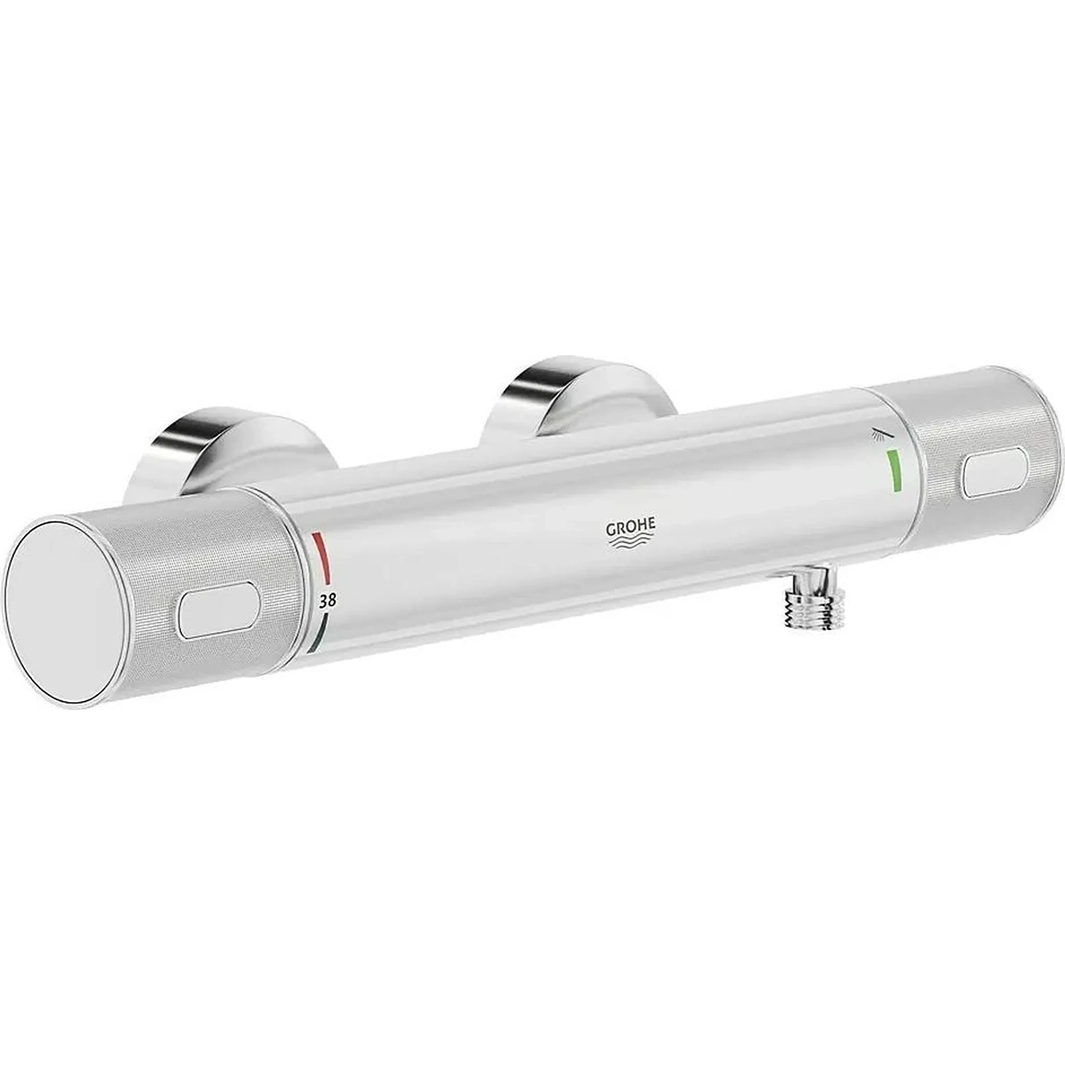 Die GROHE Precision Feel Duscharmatur - Chrom bietet eine präzise Temperatureinstellung mit deutlichen Markierungen, einen zentralen Auslauf und ist perfekt für die Aufputz-Wandmontage. Marke: Grohe.