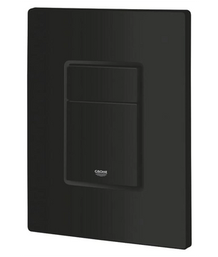 Die GROHE Betätigungsplatte – schwarz ist eine schwarze, rechteckige Betätigungsplatte mit zwei Druckknöpfen, die für Wand-WCs von GROHE entwickelt wurde. Sie zeichnet sich durch eine elegante, mattschwarze Oberfläche aus und verfügt über fortschrittliche Wasserspartechnologie für einen effizienten Wasserverbrauch.