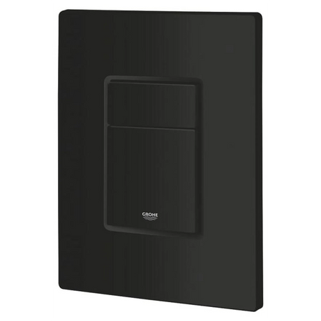 Die GROHE Betätigungsplatte – schwarz ist eine schwarze, rechteckige Betätigungsplatte mit zwei Druckknöpfen, die für Wand-WCs von GROHE entwickelt wurde. Sie zeichnet sich durch eine elegante, mattschwarze Oberfläche aus und verfügt über fortschrittliche Wasserspartechnologie für einen effizienten Wasserverbrauch.