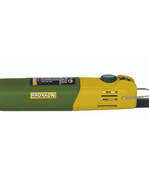 Ein grünes PROXXON MICROMOT 230/E Bohr- und Fräsgerät von Proxxon mit schwarzem Kabel und Drehzahlregler.