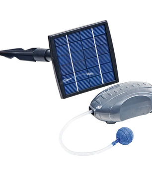 Der Heissner ST200-00 Teichbelüfter in blau von Heissner versorgt Ihren Gartenteich zuverlässig mit Sauerstoff dank Solarpanel, Pumpeneinheit und integriertem Ausströmer.