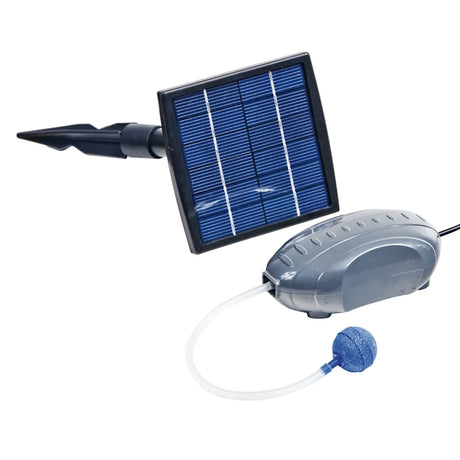 Der Heissner ST200-00 Teichbelüfter in blau von Heissner versorgt Ihren Gartenteich zuverlässig mit Sauerstoff dank Solarpanel, Pumpeneinheit und integriertem Ausströmer.