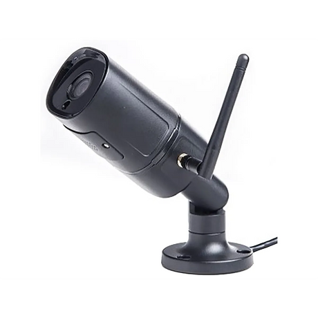 Die Heissner Smart Garden (Z1080-00) WiFi-Kamera in silber, mit Antenne und rundem Sockel, ist ideal für die Gartenüberwachung und bietet Nachtsicht-Funktion, made by Heissner, freigestellt vor weißem Hintergrund.