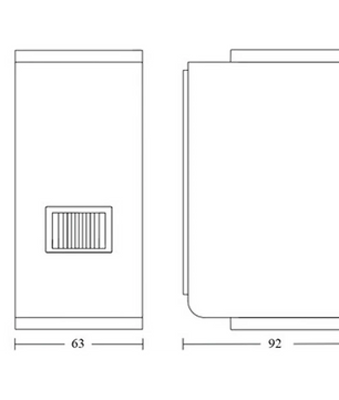 Hier ist eine überarbeitete Version unter Verwendung Ihrer Produktdaten: Technische Zeichnung der Steinel L 930 S Sensor-Außenleuchte in Grau mit rechteckigen Gehäuseabmessungen von 137 x 63 x 92 mm, dargestellt in Vorder- und Seitenansicht. Diese von Steinel entwickelte LED-Außenleuchte eignet sich ideal für die Fassadenbeleuchtung und kann zur Erweiterung der Funktionalität mit einem Bewegungsmelder ausgestattet werden.